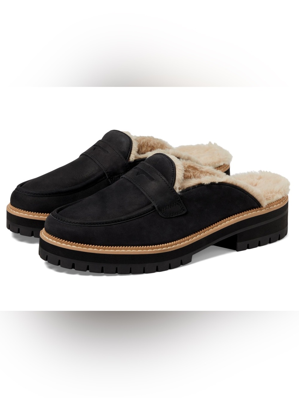 TOMS Cara Faux Fur Lined Mule Loafer 6.5 like new